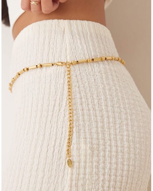 Mango Natural Skinny Chain Belt