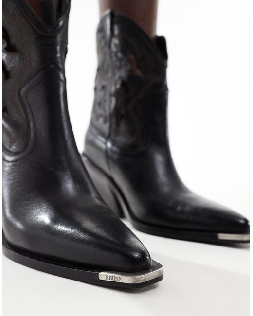 Bronx Black – new kole – western-ankle-boots aus leder