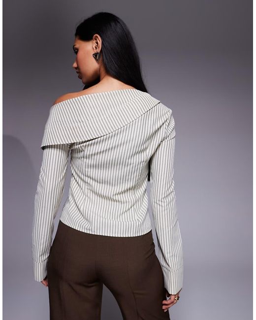 The Frolic Gray Exclusive Asymmetric Detail Split Front Flare Sleeve Shirt