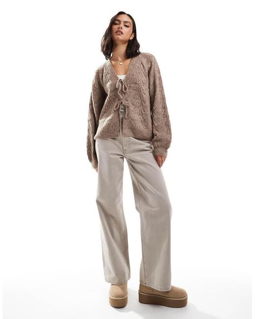 Object Brown Knitted Tie Front Cardigan