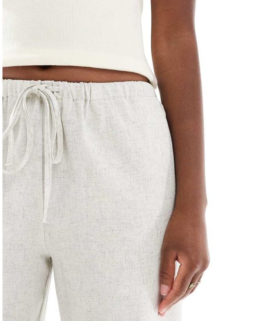 Daisy Street White Linen Blend Mid Rise Pants