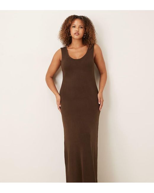 Pretty Lavish Curve Brown Knitted Scoop Neck Maxi Dress Co-Ord