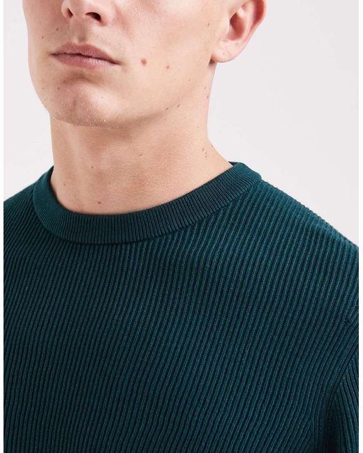 ASOS Green Knitted Ribbed Co-ord Crew Neck T-shirt for men