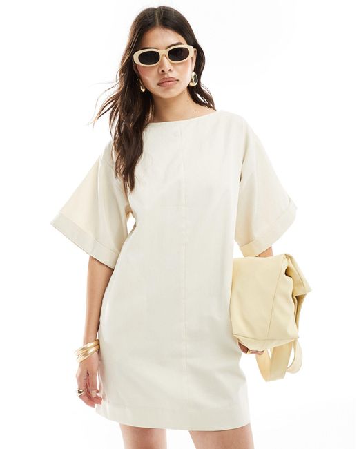 ASOS White Twill Boxy T-shirt Mini Dress