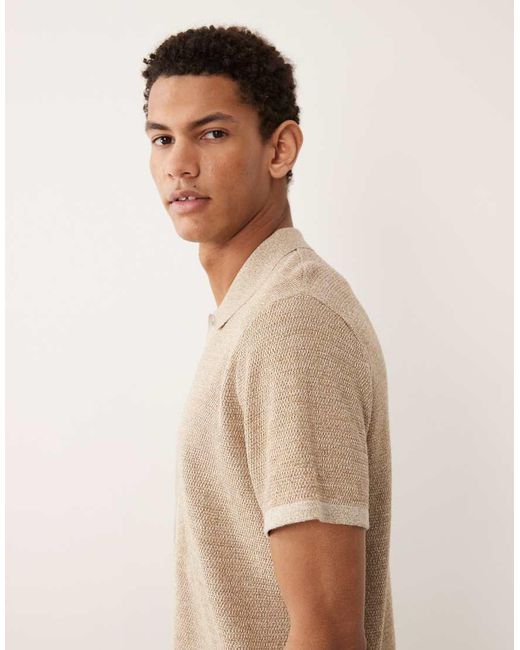 Jack & Jones Natural Knitted Shirt With Short Sleeves for men