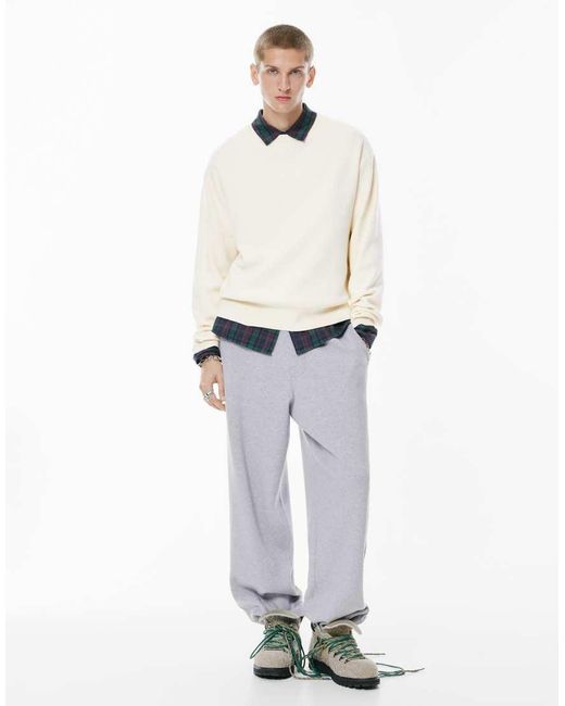 Pull&Bear Zachte Gebreide Trui in het White voor heren