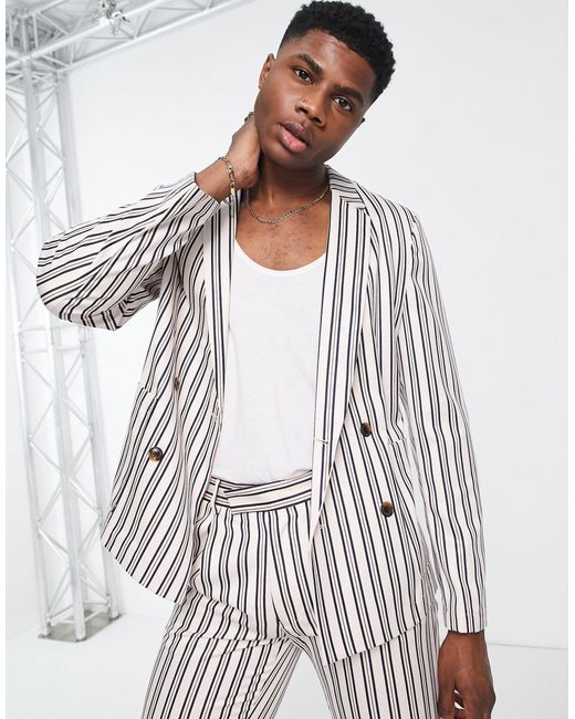 ASOS Oversized Double Breasted Suit Jacket in Ivory (White) for Men