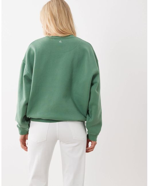 4th & Reckless Green Cotton Borg Logo Sweatshirt