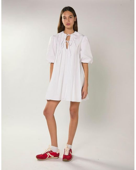 Glamorous White Pleated Mini Dress