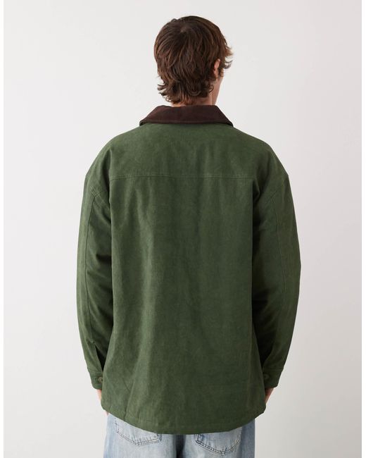 Prohibited Green Button Through Workwear Jacket for men