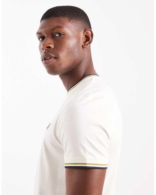 Fred Perry White Twin Tipped T-Shirt for men
