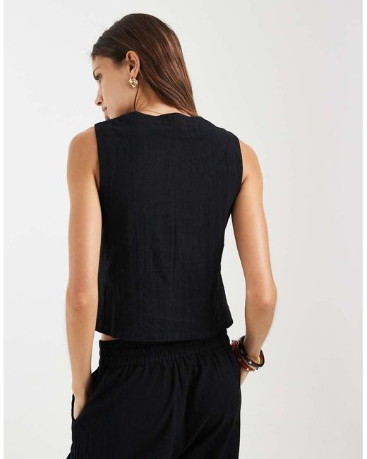 Chaleco De Tejido Efecto Lino ONLY de color Black