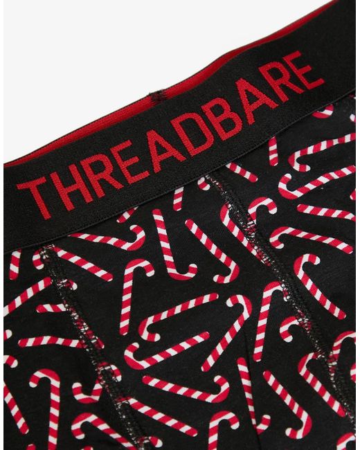 Threadbare Black 3-Pack Christmas Print Hipster Fit Boxer Shorts for men