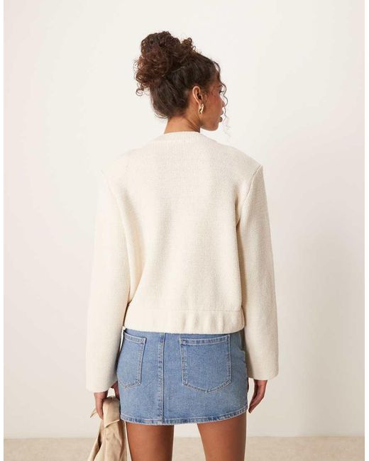Aware Natural Knitted Button Down Bomber Jacket