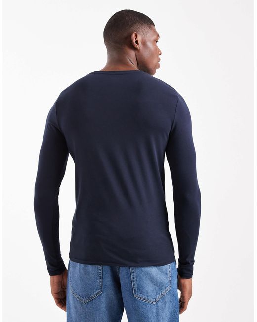 ASOS – langärmliges basic-t-shirt in Blue für Herren