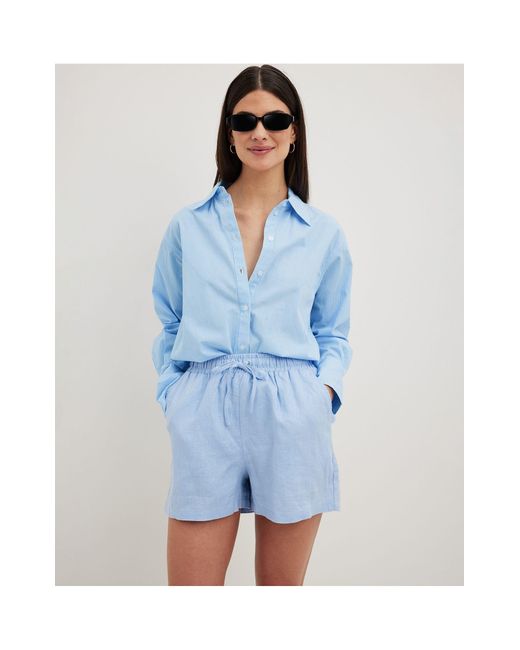 NA-KD Blue – shorts aus leinen