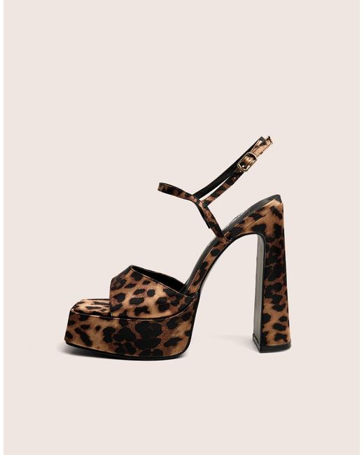 Public Desire Natural Retro Leopard Platform Strappy Heels