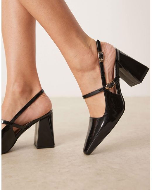 Raid Natural Siya Block Heeled Shoes With Pointed Toe