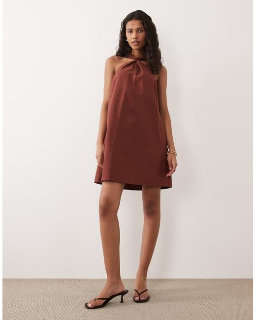 New Look Red Beaded Halter Neck Mini Dress