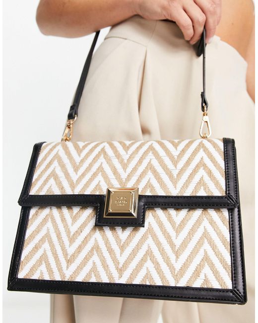 River Island Chevron Raffia Shoulder Bag in Natural Lyst Canada