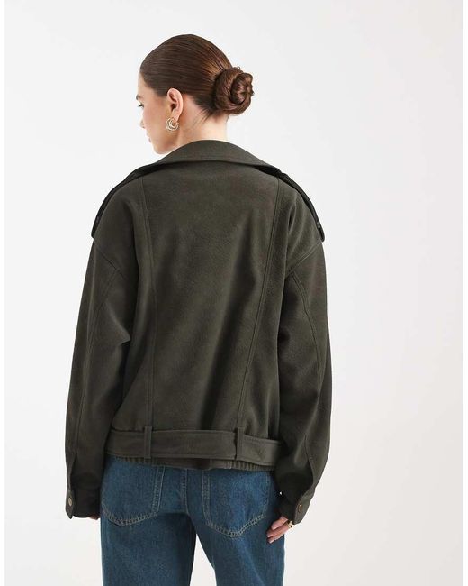 ASOS Black Oversized Leather Look Biker Jacket