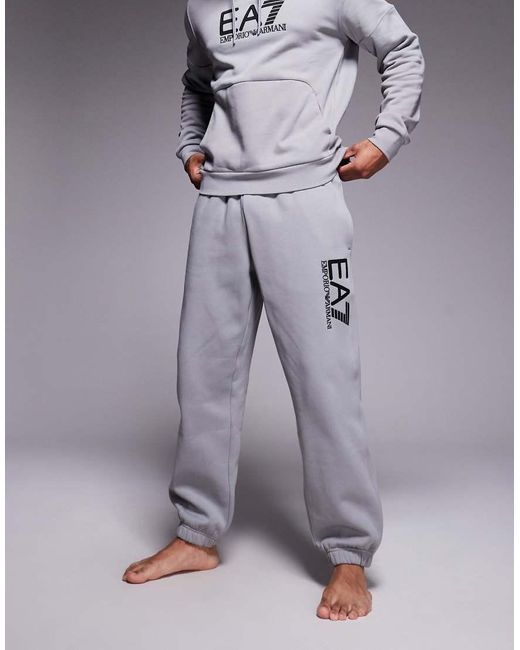 EA7 Gray Armani Train Visibility Logo Joggers Co-Ord for men
