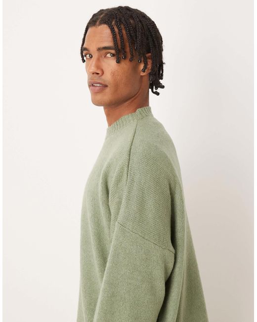 ASOS Green Super Oversized Boxy Fit Knitted Crew Neck Jumper for men
