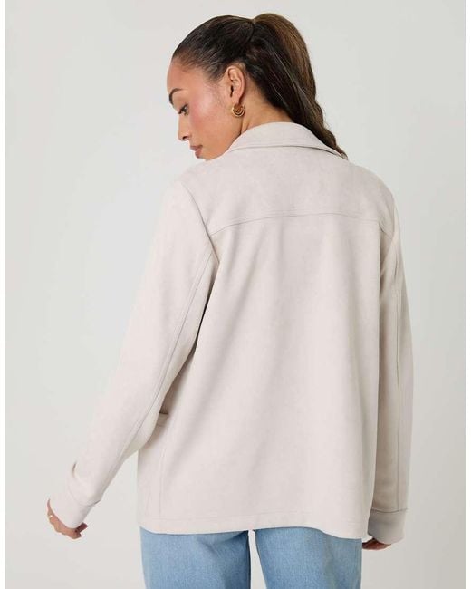 Threadbare Natural Yoke Detail Suedette Shacket