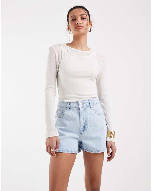 ASOS Blue High Waist Denim Shorts