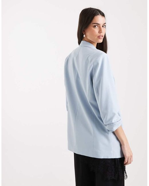 Pieces Blue Tailored Ruched Sleeve Blazer