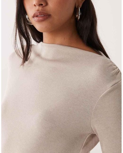Mango Natural Boat Neck Long Sleeve Top