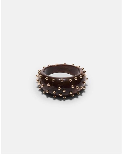 Stradivarius White Maxi Rigid Studded Bracelet