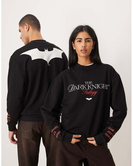 ASOS Black Unisex Relaxed Sweat With Batman Print