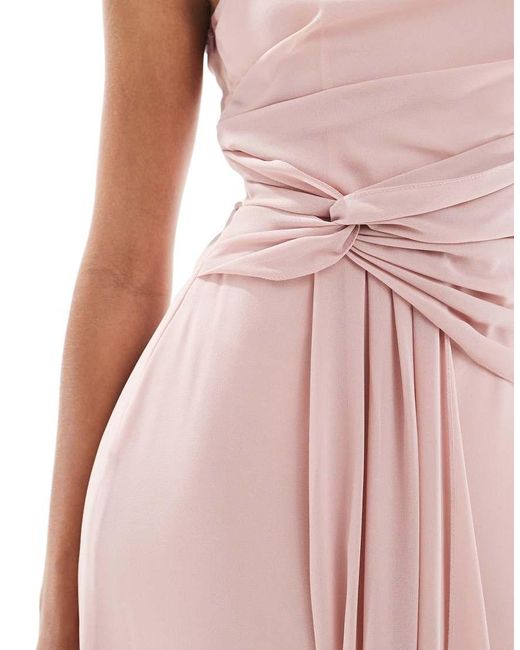 TFNC London Pink Bridesmaids One Shoulder Drape Front Maxi Dress