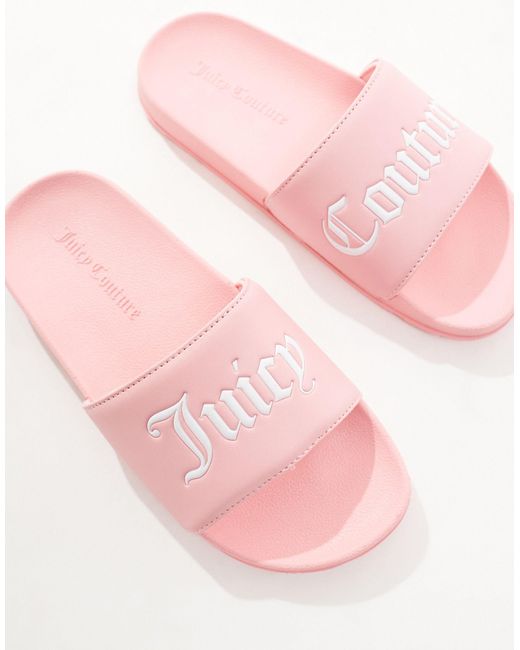 Juicy Couture Pink Collegiate Embossed Pu Slider