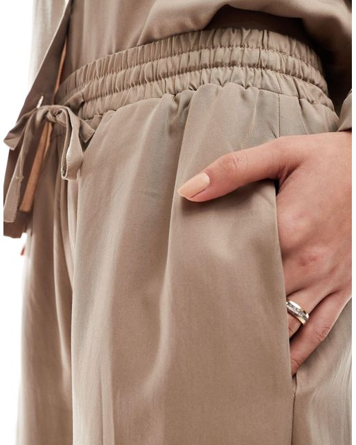 Object Natural Soft Draw String Waist Wide Leg Trouser Co-ord