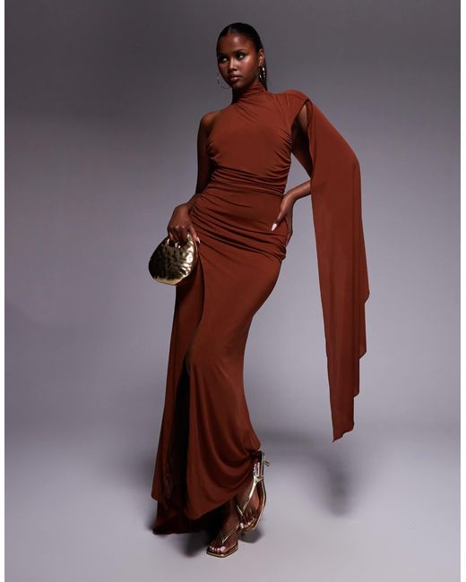 TFNC London Brown – maxikleid mit one-shoulder-träger