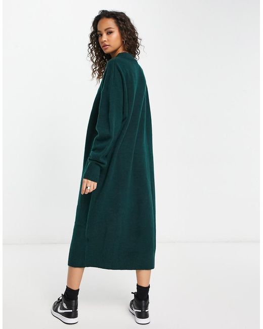 Monki Green Knitted Jumper Midi Dress