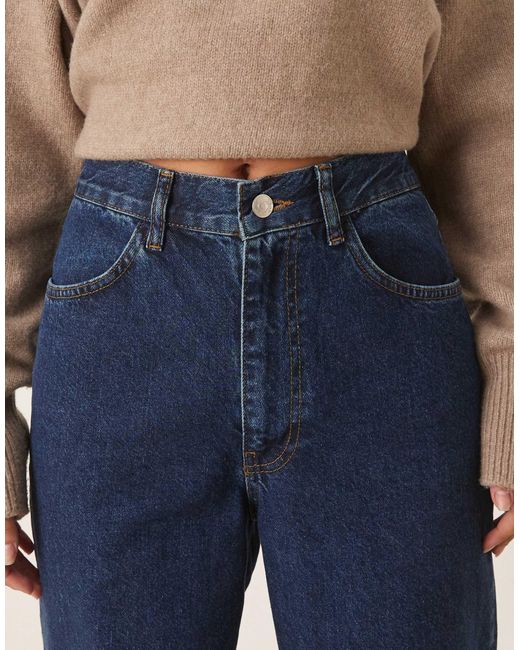 Jean évasé taille haute à coupe ample - indigo ASOS en coloris Blue