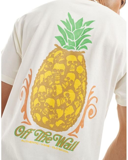 T-shirt à imprimé ananas et crânes au dos Vans pour homme en coloris White