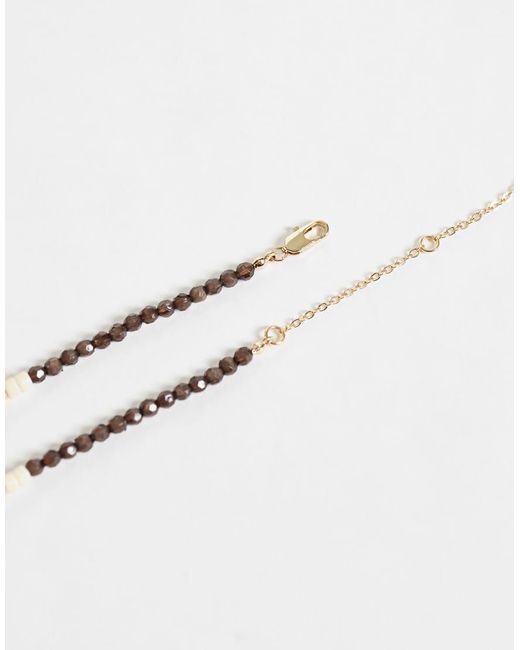 ASOS Metallic Stone Pendant Mixed Shape Beaded Necklace for men
