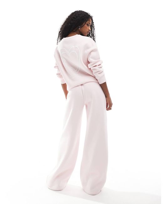 Miss Selfridge Pink Logo Puff Print Cuffed jogger Co Ord