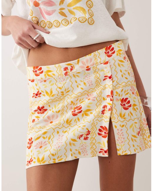 Rhythm Natural Front Split Mini Skirt