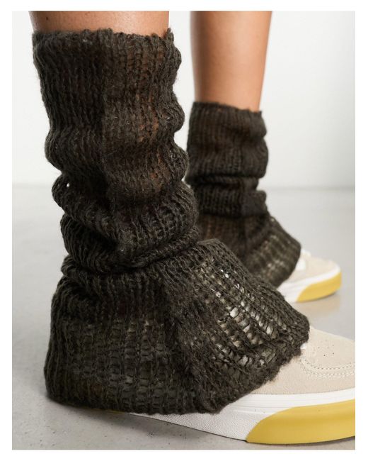 Collusion Black Open Stitch Knitted Leg Warmers