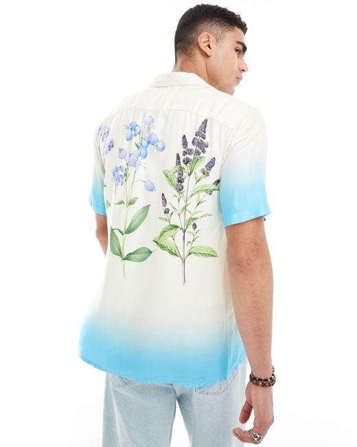 Only & Sons Blue Revere Collar Shirt With Floral Print for men