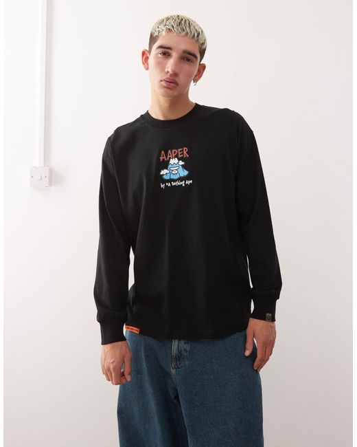 Aape By A Bathing Ape Blue Aape By A Bathing Ape Boxy Long Sleeve T-Shirt for men