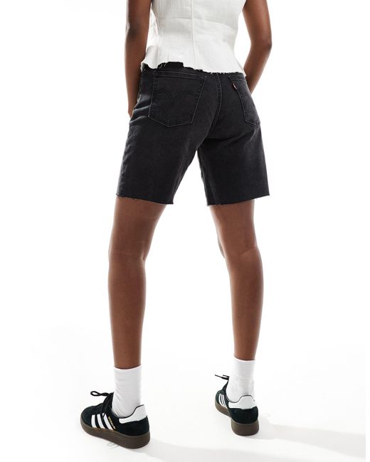 Levi's Black High Waist Ribcage Bermuda Denim Shorts