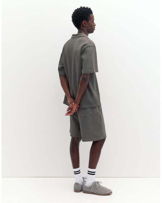 Pull&Bear Gray Short Sleeve Piqué Polo Shirt for men