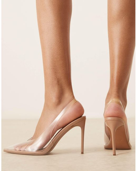 ASOS Natural – panther – spitze, e pumps mit fersenriemen und hohem absatz, weite passform