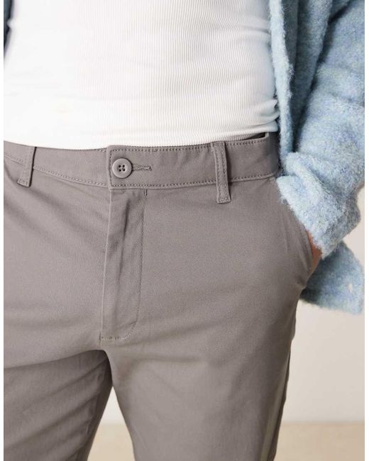 Chinos Grises De Corte Tapered De ASOS de hombre de color Gray